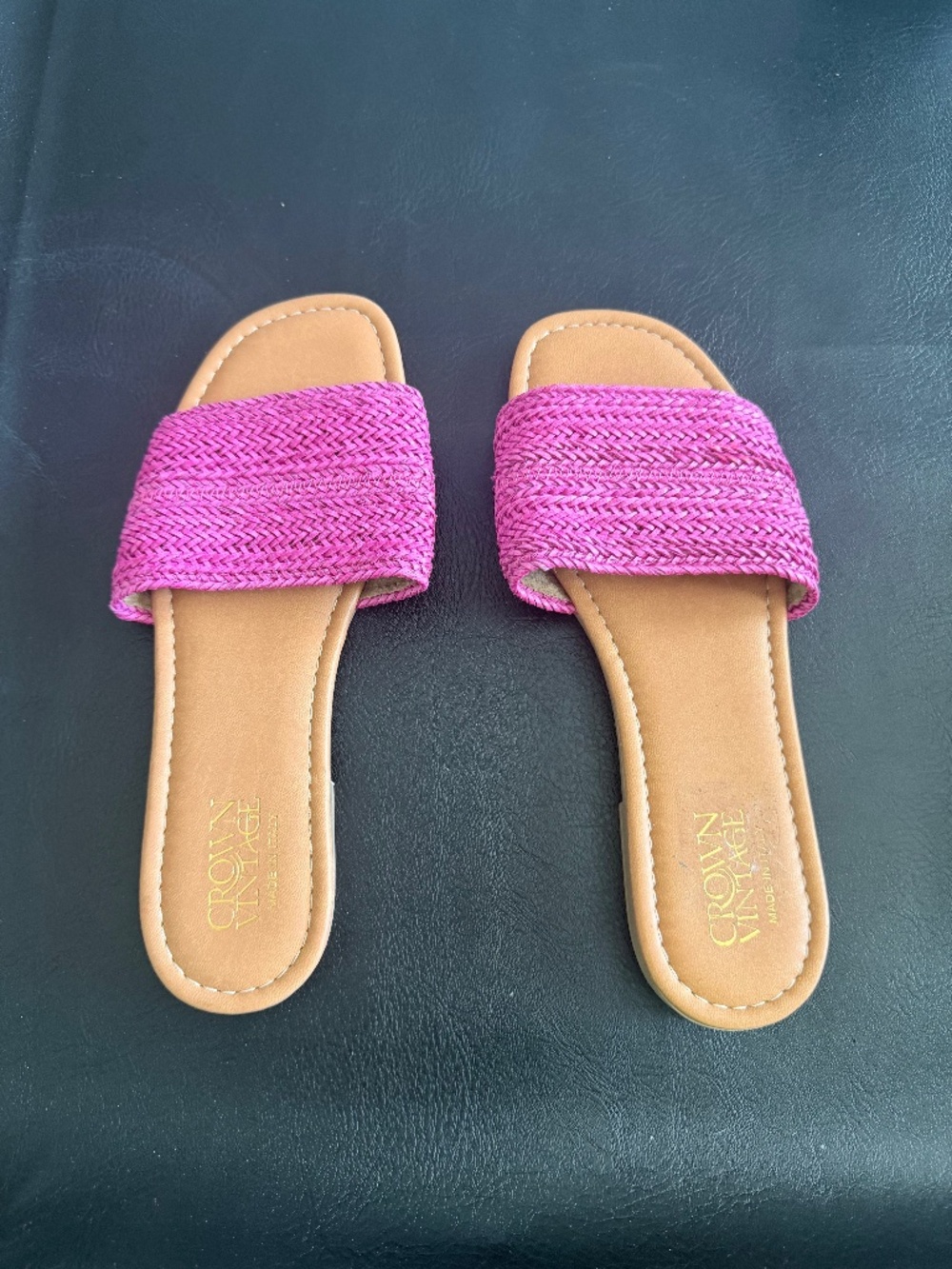 Crown Vintage Pink Woven Slide Sandals 8